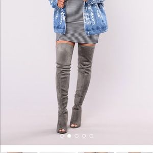Grey Thigh High Boots